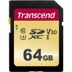 Transcend Gold 500S SD UHS-I U3, MLC (V30) R95/W60 64GB - Hukommelseskort
