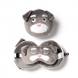 Relaxeazzz Dog Squad Plush Travel Pillow & Eye Mask - Nakkepude