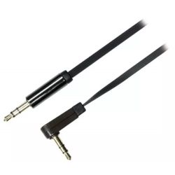 Deltaco Audio Cable, Angled 3.5mm Male - 3.5mm Male, 2m, Black - Ledning