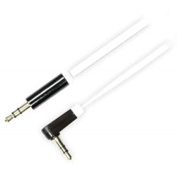 Deltaco Audio Cable, Angled 3.5mm Male To 3.5mm Male, 1m, White - Ledning