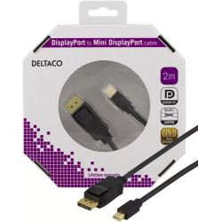 Deltaco Displayport To Mini Displayport Cable, 2m, Black - Ledning