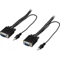Deltaco Monitor Cable Rgb Hd15ma-ma, W/out Pin 9, W/ 3.5mm Audio, 5m - Ledning