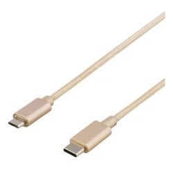 Deltaco Prime Usb Cable, 2.0, Type C Ma, Type Micro-b Ma, 1m, Gold - Ledning