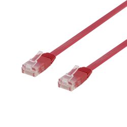 Deltaco U/utp Cat6 Patch Cable, Flat, 1m, 250mhz, Red - Ledning