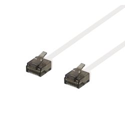Deltaco U/utp Cat6a Patch Cable, Flat, 0.15m, 1mm Thick, White - Ledning