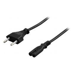 Deltaco Unearthed Device Cable 5m, Cee 7/16 - Iec 60320 C7, Black - Ledning