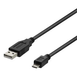 Deltaco Usb 2.0 Cable Type A Ma, Type Micro B Ma, 5-pin, 1m, Black - Ledning