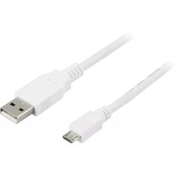 Deltaco Usb 2.0 Cable, Type A Ma, Type Micro B Ma, 5-pin, 1m, White - Ledning