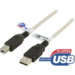 Deltaco Usb 2.0 Cable, Type A Male, Type B Male, 1m, Black / White - Ledning