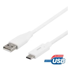 Deltaco Usb 2.0 Cable, Type A, Type C Ma, 1m, White - Ledning