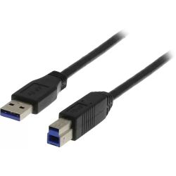 Deltaco Usb 3.0 Cable, Type A Ma - Type B Ma, 2m, Black - Ledning