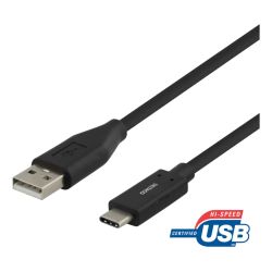 Deltaco Usb-c To Usb-a Cable, 2m, 3a, Usb 2.0, Black - Ledning