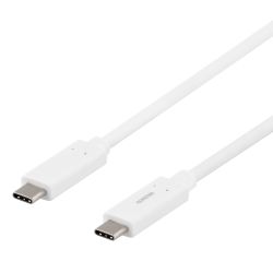 Deltaco Usb-c To Usb-c Cable, 0.5m, 60w Usb Pd, 10 Gbps, White - Ledning