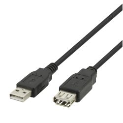 Deltaco Usb Extension Cable, Usb-a Male - Usb-a Female, 2m Black - Ledning