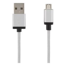 Deltaco Usb Sync Charging Cable Braided Usba Usb Microb 2m Silver - Ledning
