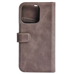 Essentials Iphone 13 Pro Leather Wallet, Detachable, Grey - Mobilcover