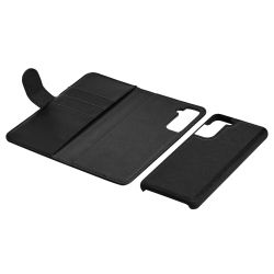 Essentials Samsung S21 Pu Wallet, Detachable, 3 Cards, Black - Mobilcover