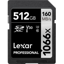 Lexar Pro 1066x SDXC U3 (V30) UHS-II R160/W120 512GB - Hukommelseskort