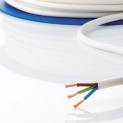 Nordic_quality_power Round Mains Cable H05vv-f (3x1.5mm), 50m, White - Ledning