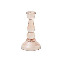 Paddywax Tall Glass Taper Holder Pink - Lysestage