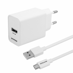 Essentials Wall Charger 12w, Usb-a Micro Usb Cable 1m, White - Oplader
