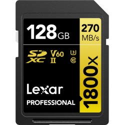 Lexar Pro 1800x SDXC U3 (V60) UHS-II R270/W180 128GB - Hukommelseskort