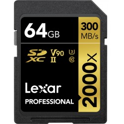 Lexar Pro 2000X SDHC/SDXC UHS-II U3(V90) R300/W260 (w/o cardreader) 64GB - Hukommelseskort