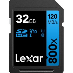 Lexar Professional 800x SDHC UHS-I cards, C10 V10 U1, R120/45MB 32GB - Hukommelseskort