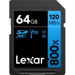 Lexar Professional 800x SDXC UHS-I cards, C10 V10 U1, R120/45MB 64GB - Hukommelseskort