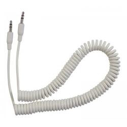 *Portable Audio Cable White Curly