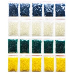 Sommerferie pakken (5 x blue + 5 x clear + 5 x dark green + 5 x yellow almindelige vandperler)