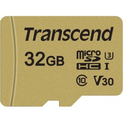 Transcend Gold 500S microSD w/adp (V30) R95/W60 32GB - Hukommelseskort