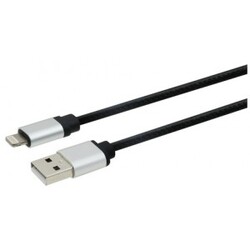 USB-A - Lightning MFI kabel, PU-læder, 1m, sort