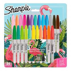 Sharpie Permanent Marker Fine Flamingo 24-blister Assorted Colours - Touch pen