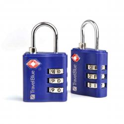 Travelblue 2 X Tsa 3 Dial Combi Lock, Mixed Black,blue Or Red - Hængelås