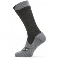 Sealskinz Waterproof All Weather Mid Length Sock - Black/Grey Marl - Str. XL - Strømper