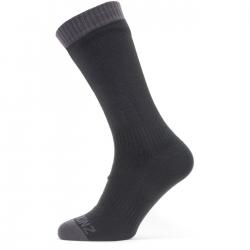 Sealskinz New Wp Warm Weather Mid Length Sock - Black/Grey - Str. M - Strømper