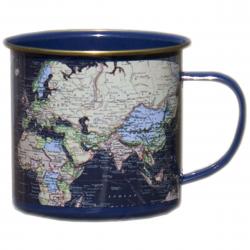 Gift Republic Enamel Mug Map Blue - Krus