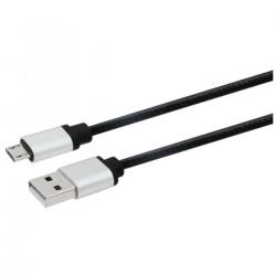 USB-A - MicroUSB kabel, PU-læder, 1m, sort