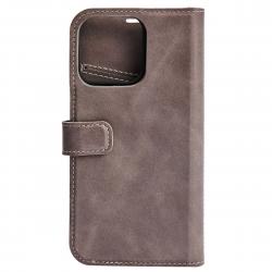 Essentials Iphone 13 Pro Leather Wallet, Detachable, Grey - Mobilcover