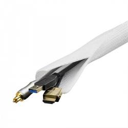 Deltaco Ldr17 Cable Sorting Sock In Nylon Velcro Strap 3m White - Kabelkanal