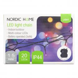 Nordichcul String Light,1.5m,20l,ip 44,battery Timer,rgb,50cm - Lyskæde