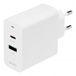 Deltaco Usb Wall Charger 1x Usbc Pd 18 W 1x Usba 18 W 36 W White - Oplader