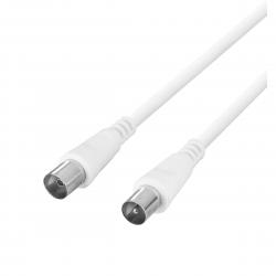 Deltaco Antenna Cable, 75 Ohm Nickel-plated Connectors, 3m, White - Ledning