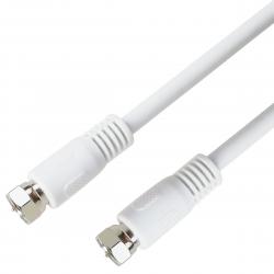 Deltaco Antenna Cable, F-connector, Class A+, 2m, White - Kabel