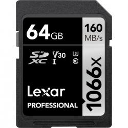 Lexar Pro 1066x SDXC U3 (V30) UHS-I R160/W70 64GB - Hukommelseskort