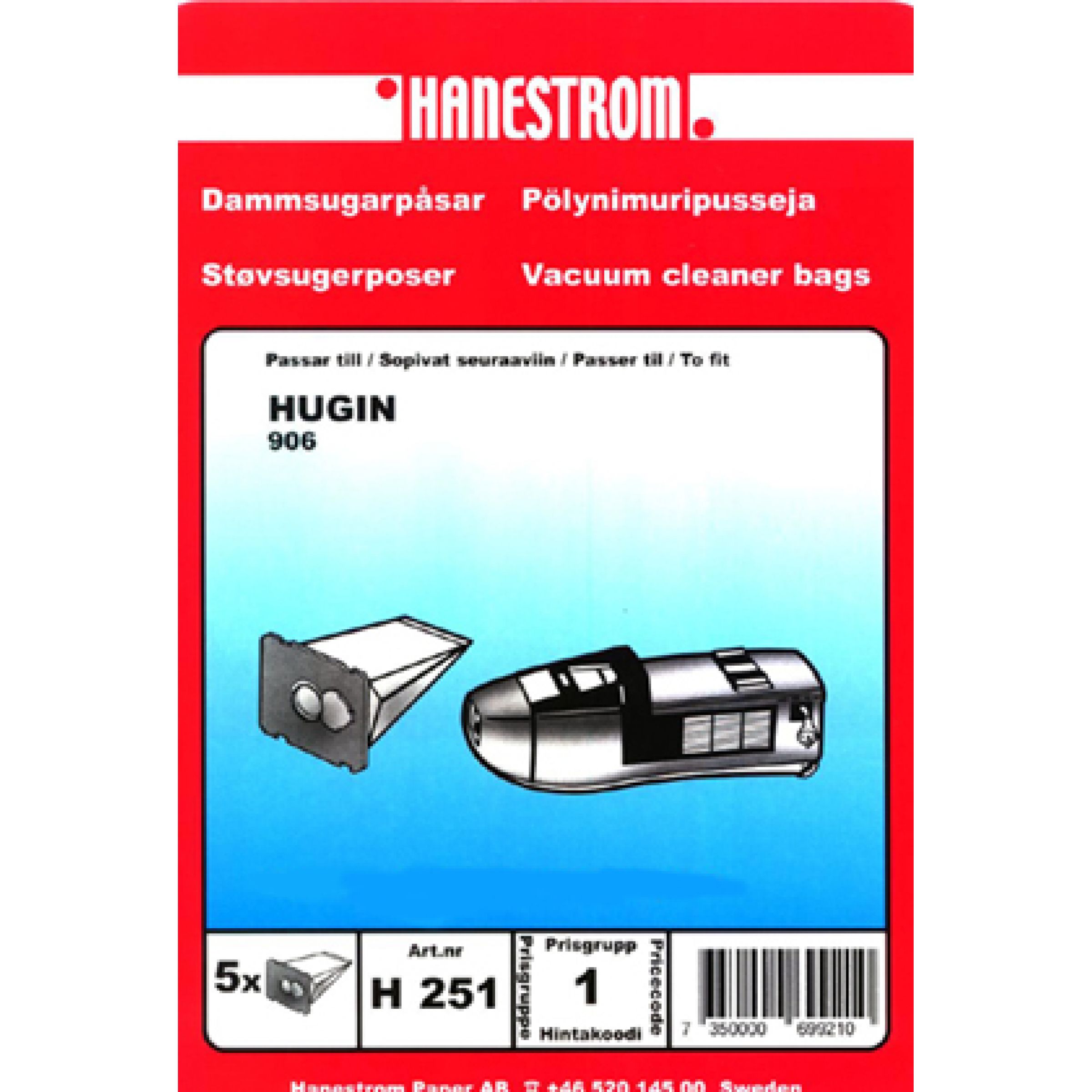 Hanestroem Dammsugarpåsar Hugin 906