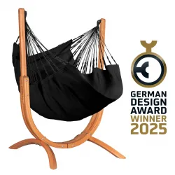 LA SIESTA Udine Organic Hammock Chair with Stand - Onyx - Hængekøje LA SIESTA Udine Organic Hammock Chair with Stand - Onyx - Hængekøje