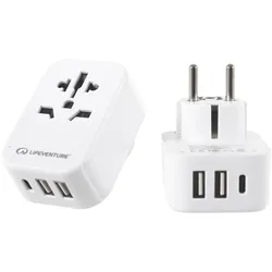 Lifeventure World To Europe Travel Adaptor With Usb - Adaptor Lifeventure World To Europe Travel Adaptor With Usb - Adaptor